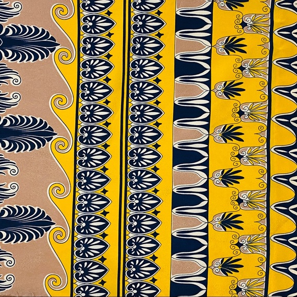 J. Crew Jules Dress in Scroll Print Navy Blue And Golden Yellow Size 0. - Picture 13 of 13